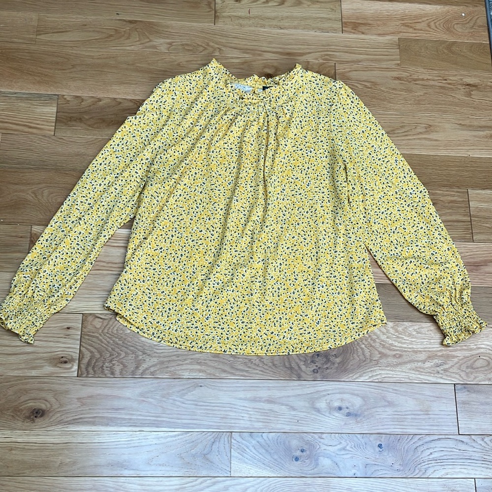 Adrianna Papell Yellow Floral Blouse XL